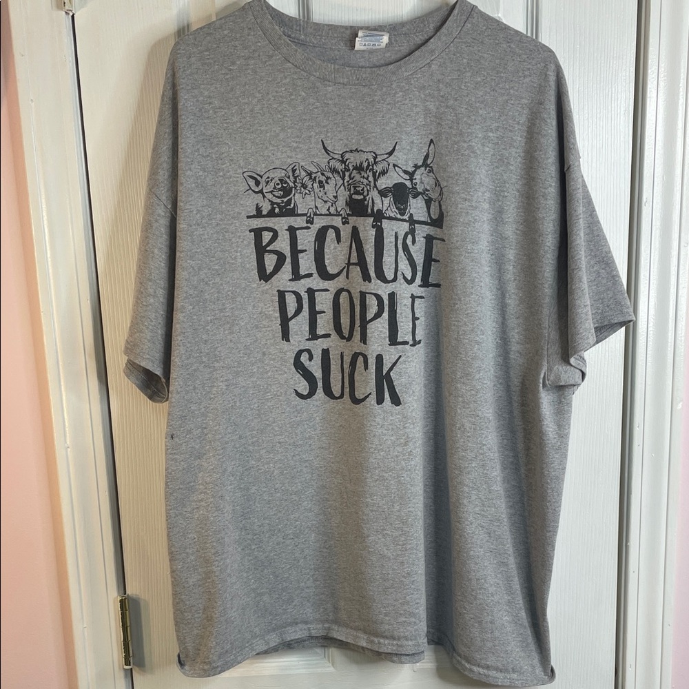 Because people suck animal Gray Graphic T-Shirt